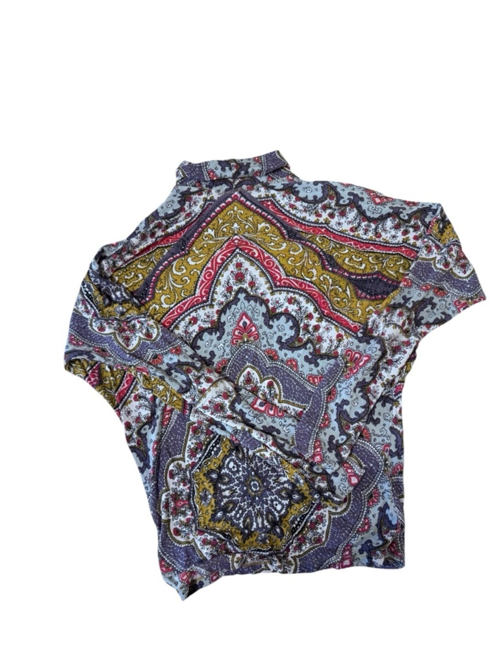 Free People Paisley Turtleneck Long-Sleeve Top in Blue, Gold & Pink - Picture 7 of 10